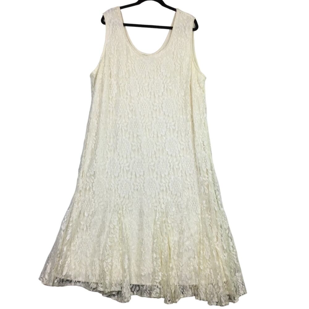 David Rose Vintage Lace Romantic Feminine Ruffle Hem Sleeveless Maxi Dress 30